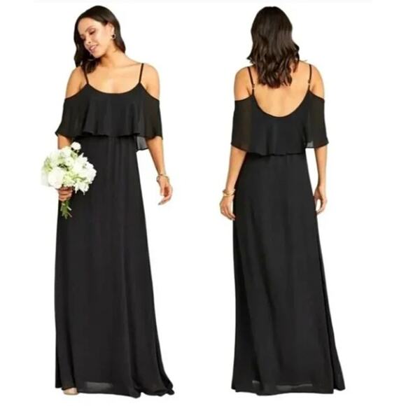 Show Me Your MuMu Caitlin Ruffle Maxi Dress Black XXL Witchy Goth Formal - Picture 9 of 9